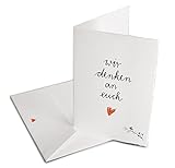 Spruch Grußkarte Trauerkarte - Wir denken an Euch - Handlettering Design Klappkarte mit Umschlag, zum Mut machen, zum Abschied oder als Geburtstagskarte - Büttenpapier (gefranst)