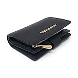 Michael Kors Jet Set Travel Saffiano Leder Bifold Zip Coin Wallet, Schwarzes Saffiano, medium, Faltbare Brieftasche