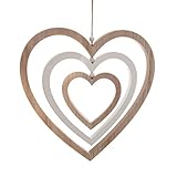 Deko Mobile aus Holz - Motiv: Herz / 36 cm - Dekofigur Herzen zum aufhängen Holzherz Hängedeko Deko Skulptur Dekoherz 3er Spiel
