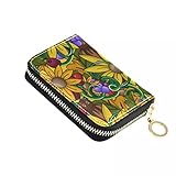 CCBUY Lederfunktion 9 Bits Kartenkoffer Visitenkarteninhaber Frauen Credit Passport Karten Tasche Sonnenblumen ICH WÜRDE Passport-Karte Brieftasche (Color : A, Size : 12x8x2cm)