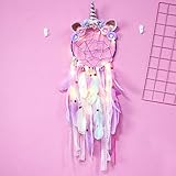 Disdarkday LED Traumfänger, Traumfänger Kinder Makramee Traumfänger Boho Bunte Feder Traumfänger Basteln Traumfänger für Mädchen Kinder Schlafzimmer Wandbehang Dekorationen - Lila