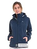 Schöffel Jacket Neufundland4, wind- und wasserdichte Damen Jacke mit Pack-Away-Tasche, superleichte und flexible Regenjacke Damen, dress blue, 40