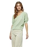 Peppercorn Rosalia V-Ausschnitt Halb Ärmel Stricken T-Shirt | Tshirt Damen In Grün | Frühling Bluse Damen | Größe Xl