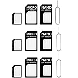 4 in 1 Nano SIM Karten Adapte, 3 Set Nano-SIM Adapter, SIM-Karten-Adapter mit SIM-Auswurfstift, kompatibel mit Smartphone