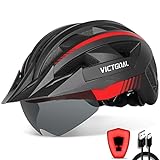 VICTGOAL Fahrradhelm Herren Damen MTB Helm mit Abnehmbarer Magnetische Schutzbrille Visier Atmungsaktiv mit 21 Belüftungskanäle Radhelm Einstellbare Fahrradhelme (L: 57-61cm, Schwarz Rot)