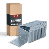 HELPMATE – 24 Stück Lochplattenwinkel 40x40x40 mm – Winkelverbinder galvanisch verzinkt & blau passiviert – Holzverbinder mit hervorragendem Korrosionsschutz – Lochwink