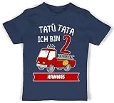 Baby T-Shirt Mädchen Jungen - 2. - Tatü Tata Ich Bin 2 - Feuerwehr Zweiter Geburtstag - 18/24 Monate - Navy Blau - Geburtstags Shirts Jahre Tshirt Outfit Name Babykleidung t Shirt 2ter fü