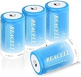 REACELL Akku Mono D Wiederaufladbar Batterien 10000mAh NiMH 1,2V 4 Stück Aufladbare Akkubatterien Typ Monozelle mit Aufbewahrungsboxen
