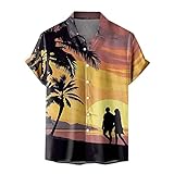Herren Hawaiian Hemd Sommer Mode Seaside Beach Bedrucktes Shirt Top Casual Bluse Kurzarmhemd Urlaub T-Shirt