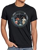 style3 Future Crew Herren T-Shirt Anime Raumschiff Captain, Größe:XL, Farbe:Schwarz