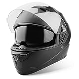 VINZ Kennet Integralhelm mit Sonnenblende | Motorrad Helm Vollvisierhelm Mopedhelm | Motorradhelm Full-Face Helme | In Gr. XS-XL - Matt Schwarz