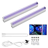 2 x UV-LED-Schwarzlichtleisten, 6 W, tragbares Schwarzlicht für UV-Poster, UV-Art, Schlafzimmer, UV-Licht für Halloween und Schwarzlicht-Partys, UK-Stecker mit An-/Aus-Schalter