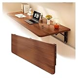 Schwebender klappbarer Laptop-Schreibtisch, platzsparend, aus Holz, zusammenklappbar, Frühstücksbar, Wandschreibtisch (Braun, 80 x 40 cm)