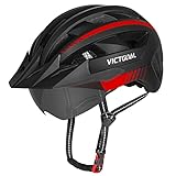 VICTGOAL Fahrradhelm MTB Mountainbike Helm mit magnetischem Visier und Abnehmbarem Polsterung, EPS-Körper mit PC-Schale, Radhelm Rennradhelm für Unisex Erwachsenen Herren Damen (Schwarz Rot)