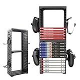 scosao Game Disk Box Stand Rack, Game Storage Tower Ständer für PS5 PS4 Lagerung Regal halten 24pcs Game Discs mit 4 Hooks für Headset und C