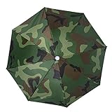 65cm Regenschirm Kopf Winddicht Kopfmontierter Regenschirm Hut Faltbarer Regenschirm für das Angeln im Freien Landwirtschaft Gartenarbeit(Tarnung)