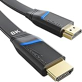 KabelDirekt – flaches HDMI-Kabel – 5 m – 4K@60Hz (Flachkabel zum Verlegen – Extra-Kupfer für bis zu 18 Gbit/s nach HDMI-2.0-Standard, High Speed mit Ethernet, Blu-ray/PS5/Xbox/Switch, schwarz)