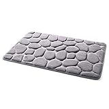 Einfacher Cobblestone Teppichboden Schlafzimmer Fußmatte Küche Badezimmer-Tür Wasseraufnahme Nicht-Rutsch-Matte 40 x 60 cm,Grau