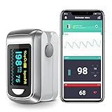 HealthTree Bluetooth-Fingerspitzen-Sauerstoffmonitor, Blutsauerstoffsättigungsmonitor und Pulsfrequenzmonitor für Apple und Android, Batterien nein enthalten