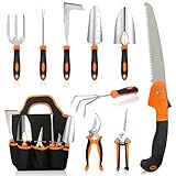 MQHUAYU Gartenwerkzeug Set, 10 Stück Heavy Duty Gartengeräte Set, Gartenset Werkzeug für Gartenarbeit, Geschenke für Frauen und M