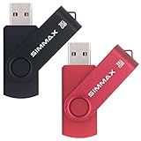 SIMMAX USB Stick 2 Stück 16GB Memory Stick Swivel-Design USB-Flash-Laufwerke Zip-Laufwerke (16GB Schwarz Rot)
