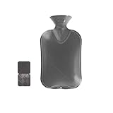 Fashy 6440 21 Wärmflasche ~ Thermoplast- Wärmeflasche Halblamelle, geruchsneutral, recyclingfähig, robust und langlebig, fugenloser, schmaler Flaschenhals ~ 2,0 Liter, anthrazit