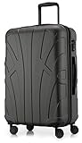 Suitline Hartschalen-Koffer Koffer Trolley Rollkoffer Reisekoffer, TSA, 66 cm, ca. 58 Liter, 100% ABS Matt, Graphite/Grau