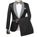 CHENGTAO Teal grün Muster Jacke Black Hose Neue Stil Anzug Hochzeit Bräutigam Blazer Party Prom Smoking Slim Fit (Color : Black 10, Size : XXL.)