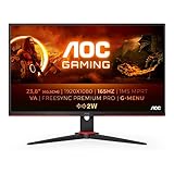 AOC Gaming 24G2SAE - 24 Zoll FHD Monitor, 165 Hz, 1ms, FreeSync Premium (1920x1080, VGA, HDMI, DisplayPort) schwarz/rot