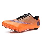 Männer Frauen Leichtathletik-Schuh Sprint Spikes 8 Nägel Sneaker Textur Staubdicht Atmungsaktive Leichte Trainingsschuh Professionelle Laufschuhe Pointes ( Farbe : Orange , Größe : 9.5US/9UK/43.5EU )