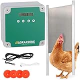 Agrarzone automatische Hühnertür Hühnerklappe ohne Schieber | Türöffner Hühnerstall mit Zeitschaltuhr & Lichtsensor | Netzbetrieb oder Batterie | Hühnerstall-Tür für sichere Hühnerhaltung