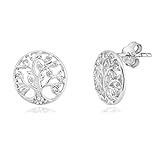 DTPsilver - Damen - Ohrringe 925 Sterling Silber mit Zirkonia Baum des Lebens - Ohrstecker