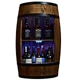 CREATIVE COOPER Weinregal Holz mit LED-Leuchten - Weinschrank Mini Bar - Alkohol Schrank Mann - Barschrank - Fass bar - 80cm hoch - Retro deko Bar Regal - Nadelbaumholz - Fassbar - Fassmöbel (Wenge)