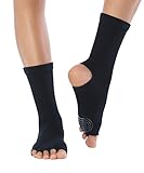 Knitido Yoga-Socken Yoga Flow, Rutschfeste Zehensocken für Yoga, Pilates und Tanz mit offenen Zehen und Grip, aus Baumwolle, für Damen und Herren, Größe:39-42, Farbe:Obsidian (schwarz) (001)