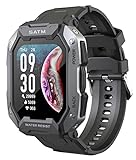 Military Smart Watches for Men with h Blood Oxygen Bluetooth Calls Message Reminder Activity Tracker with Step Counter Body Energy Monitoring 5ATM Waterproof for Android Phones iOS, Schwarz (Standard)