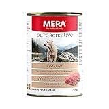 MERA Pure Sensitive Rind, Hundefutter nass mit hohem Fleischanteil und getreidefrei, Nassfutter aus 100% tierischem Protein für Sensible Hunde, Single Protein (6 x 400 g)