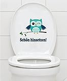 WC Aufkleber - Schön hinsetzen! - Eule Toilettendeckel A075