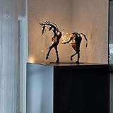 Metall Pferd Skulptur Metall Pferd Statue Deko, Moderne Pferdeskulptur, LED Adonis Modernes Pferdehandwerk Statue & Figur Metall Pferd Statue Wohnzimmer Deko (Black, 27cm*10cm*18cm)