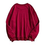 Astronauten-Print Langarm T-Shirt für Damen Herren Mode O-Neck Gradient Solid Color Sweatshirt Top, Red02, XXL
