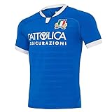 RENDONG Herren Rugby Trikot, 2020-2021 WM Italien Heimfans Training Trikot Kurzarm Casual Sports T-Shirt Fußballbekleidung,Blau,2XL