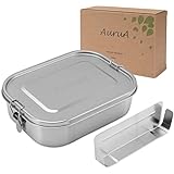 AuruA® Edelstahl Brotdose für Kinder und Erwachsene, plastikfreie Lunchbox aus Metall, Bento Box Brotbox nachhaltig und auslaufsicher (Silber, 1400ml)