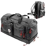 RYP-DO Sporttasche 3 in 1 - Reisetasche Schwarz - Rucksackfunktion - 70+ Liter mit 7 Taschen, Trennwänden und separatem Bodenfach - Sportsbag XL