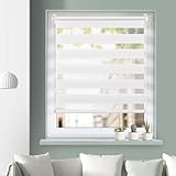 Grandekor Doppelrollo Klemmfix ohne Bohren Weiß 40x120cm(Stoffbreite 36cm) Fenster Rollos für innen Klemmrollos Duo Rollos für Fenster ohne Bohren mit Bohren Privatschutz UV-Schutz Zeb