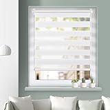 Grandekor Doppelrollo Klemmfix ohne Bohren Weiß 80x120cm (Stoffbreite 76cm), Rollos für Fenster Blickdicht,Fenster Rollos für innen ohne Bohren, Klemmrollo lichtdurchlässig,Fensterrollo verdunkelnd