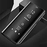 DRXVE Flip Smart Mirror Case für Samsung Galaxy S21 FE S20 S8 S9 Ultra S10 Plus M60s M80s M51 S10E F62 M62 S7 M21 M31 M30s M40s Cover, Schwarz, für Samsung M30s