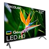Cecotec Smart TV - LED-Fernseher mit 32 Zoll, HD-Auflösung - A4 Serie ALH40032S. Google TV Betriebssystem, Dolby Audio, HDR10, 16 GB ROM, Bluetooth, compatible to Google Voice Assistant und C