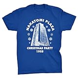 Nakatomi Plaza Christmas Party 1988 Die Hard T-Shirt (Blue, L)
