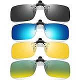 Bestevery 4 Stück Polarisierte Brille Clip, Polarisationsbrille Clip, Sonnenbrille Clip, Randlose Myopie Sonnenbrille, Für Tag Und Nachtsicht, Blendfrei, Passt Über Verschreibungspflichtige Brillen