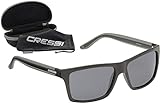 Cressi Unisex-Erwachsener Rio Sunglasses Premium Sport Sonnenbrille Polarisierte 100% UV-Schutz, Brillengestell Schwarz-Dunkelgraue Linsen, Einheitsgröße