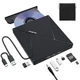PeroBuno Externes CD-DVD-Laufwerk, optisches USB 3.0-Laufwerk, 4 USB-Anschlüsse und 2 TF/SD-Kartensteckplätze, CD DVD Brenner für Laptop, MacBook, iMac, Desktop-PC, Windows 11/10/8/7/XP, Linux, Mac OS